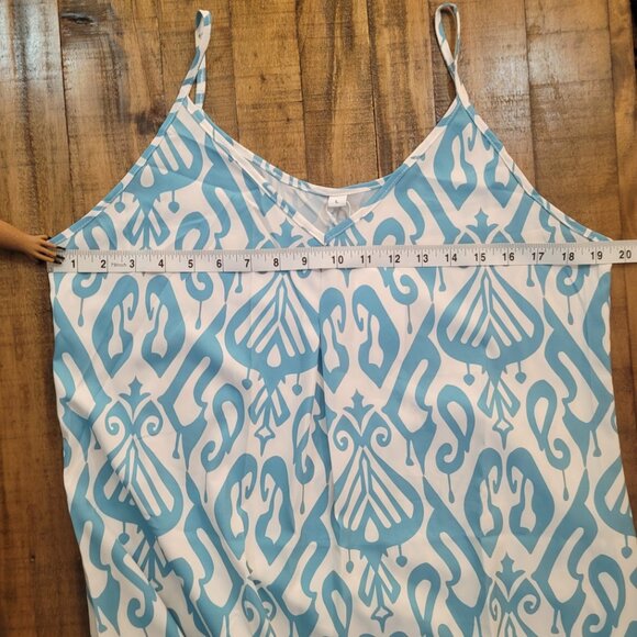Made with Love NWT V-Neck Maxi Dress Cool Blue and White Design Cover Up… - Picture 4 of 12